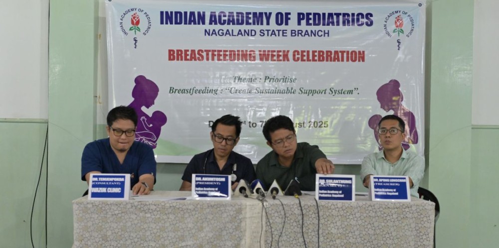 Members of Indian Association of Paediatrics, Nagaland Chapter address a press conference at Zion Hospital Dimapur on August 7. (Morung Photo)